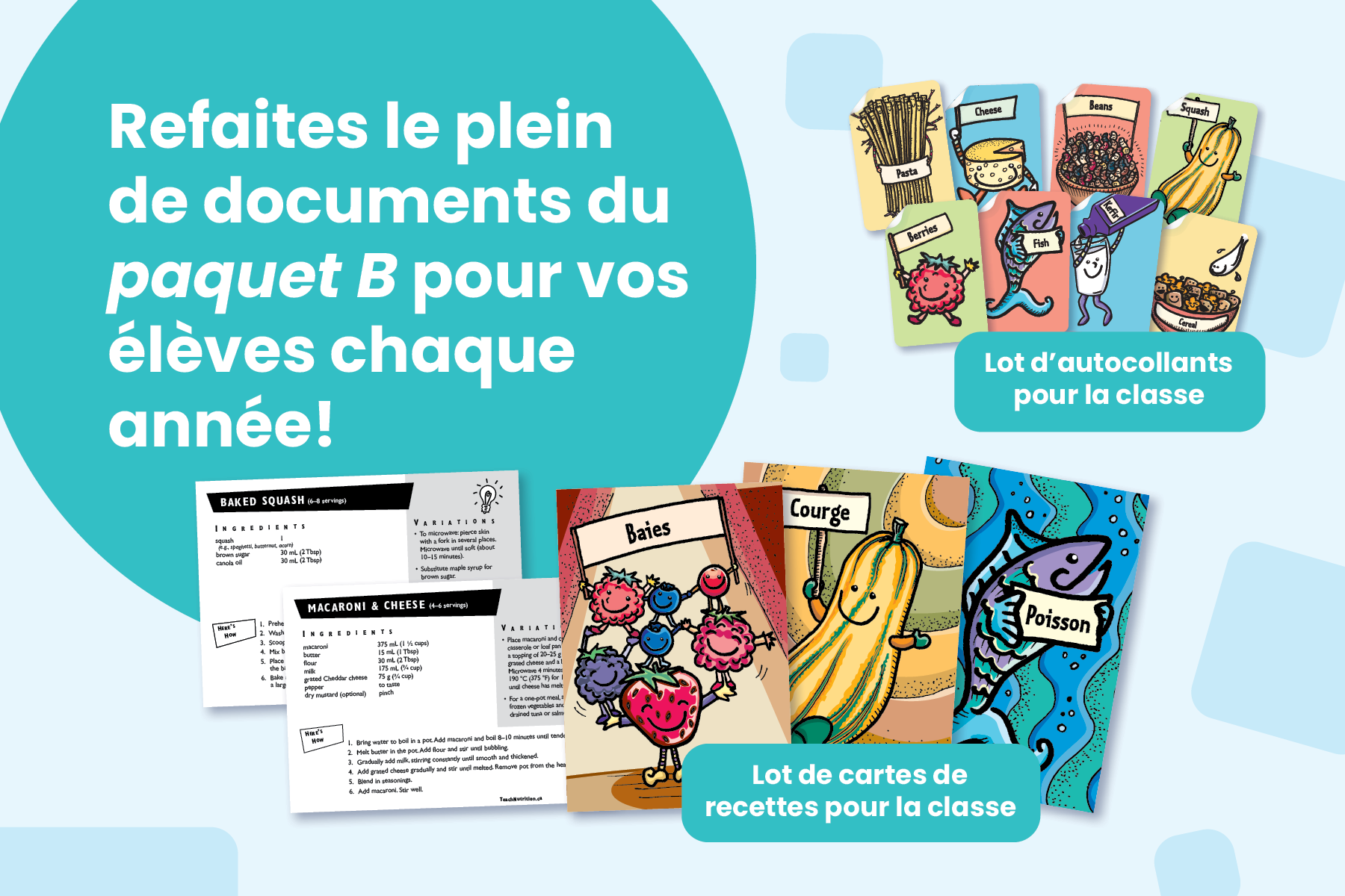 Les explorateurs d’aliments, ressource pour les élèves – commander à nouveau le paquet B