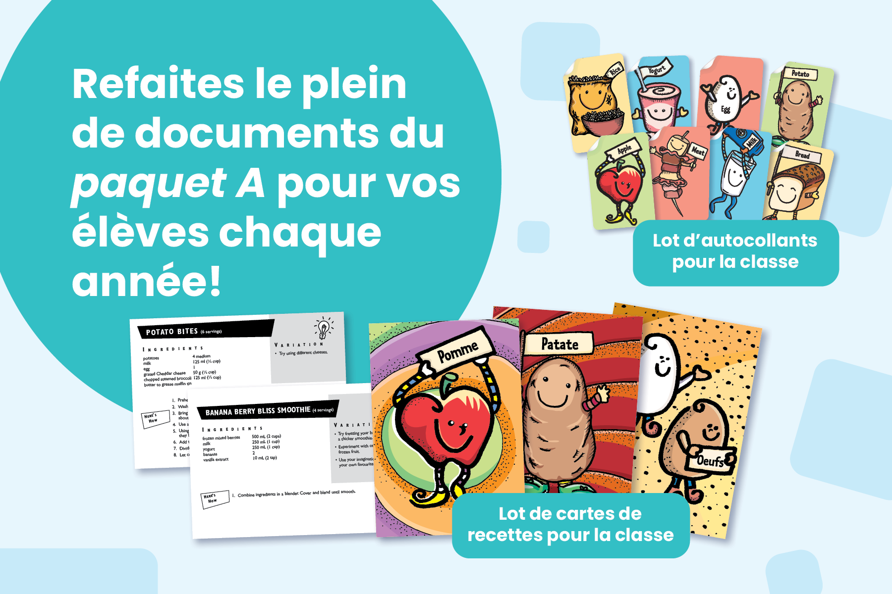 Les explorateurs d’aliments, ressource pour les élèves – commander à nouveau le paquet A