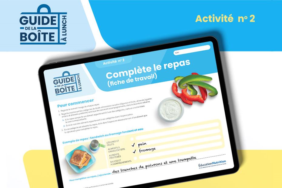 Activité no 2 : Complète le repas (fiche de travail) 