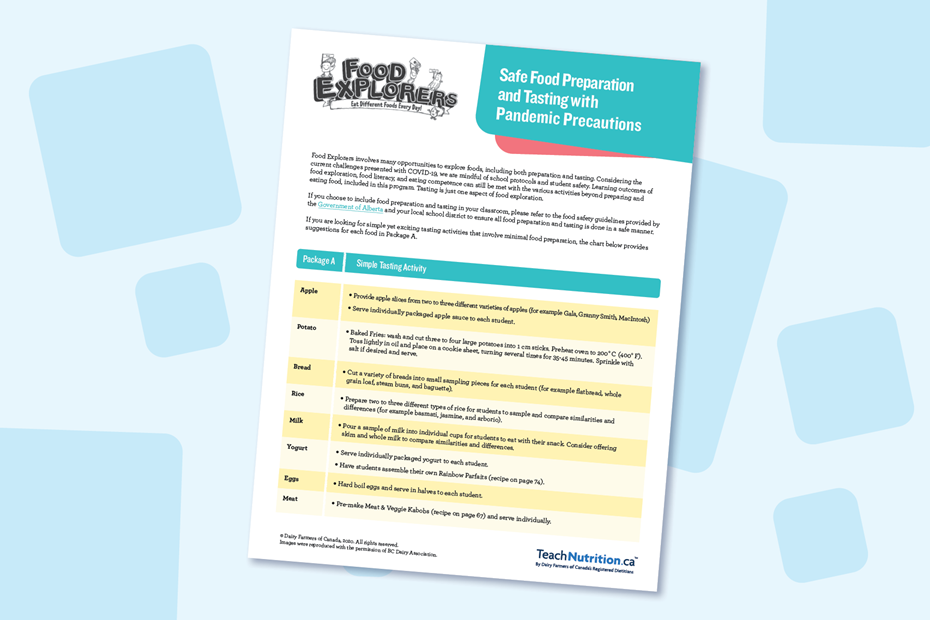 Soutien à la préparation et à la dégustation sécuritaires d’aliments 