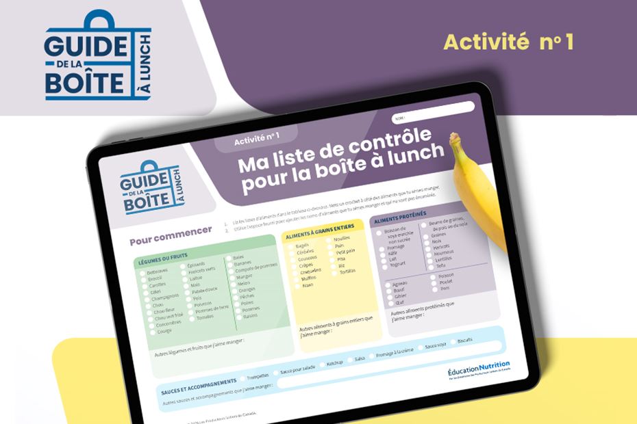 Activité no 1 : Ma liste de contrôle pour la boîte à lunch 